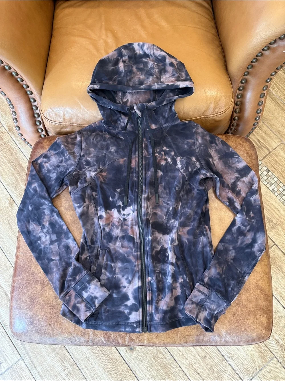 Lululemon Hooded Define Jacket Nulu Sz 8 Diamond Dye Graphite Grey Pink Pastel